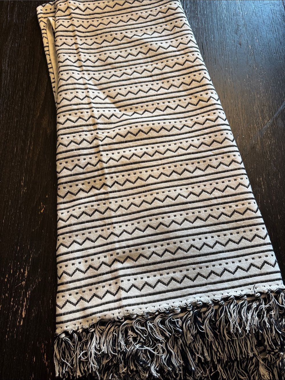 Urban86 UBT024 Black Geometric Cotton Throw Blanket – 50" x 60" Boho Tribal